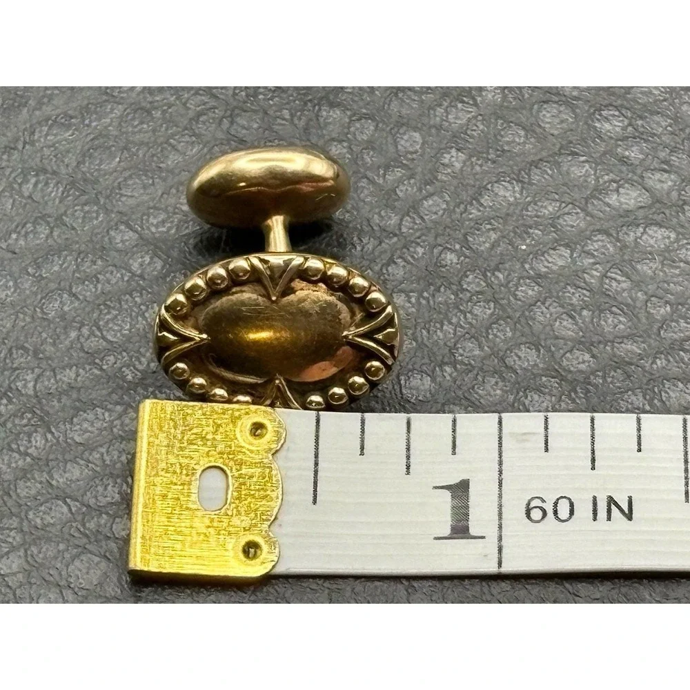 Vintage 14K Solid Yellow Gold Cufflinks Antique Geometric Details READ